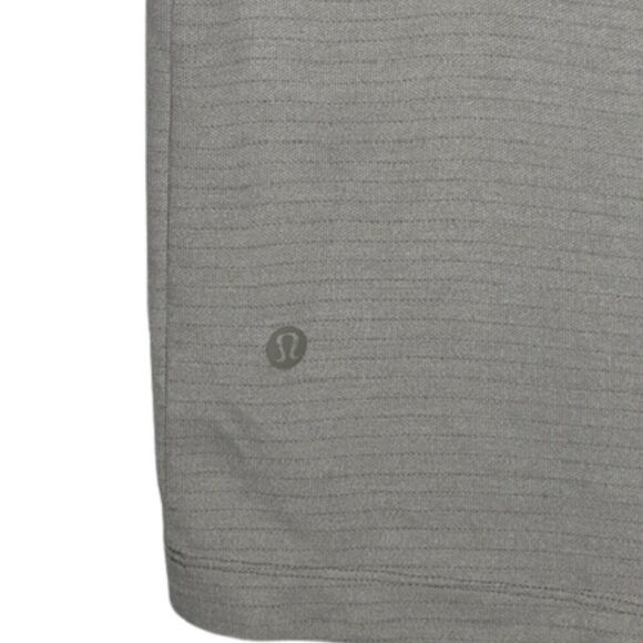 Lululemon Gray with Subtle Stripe Short Sleeve Evolution Polo Shirt Size Large - Picture 4 of 5